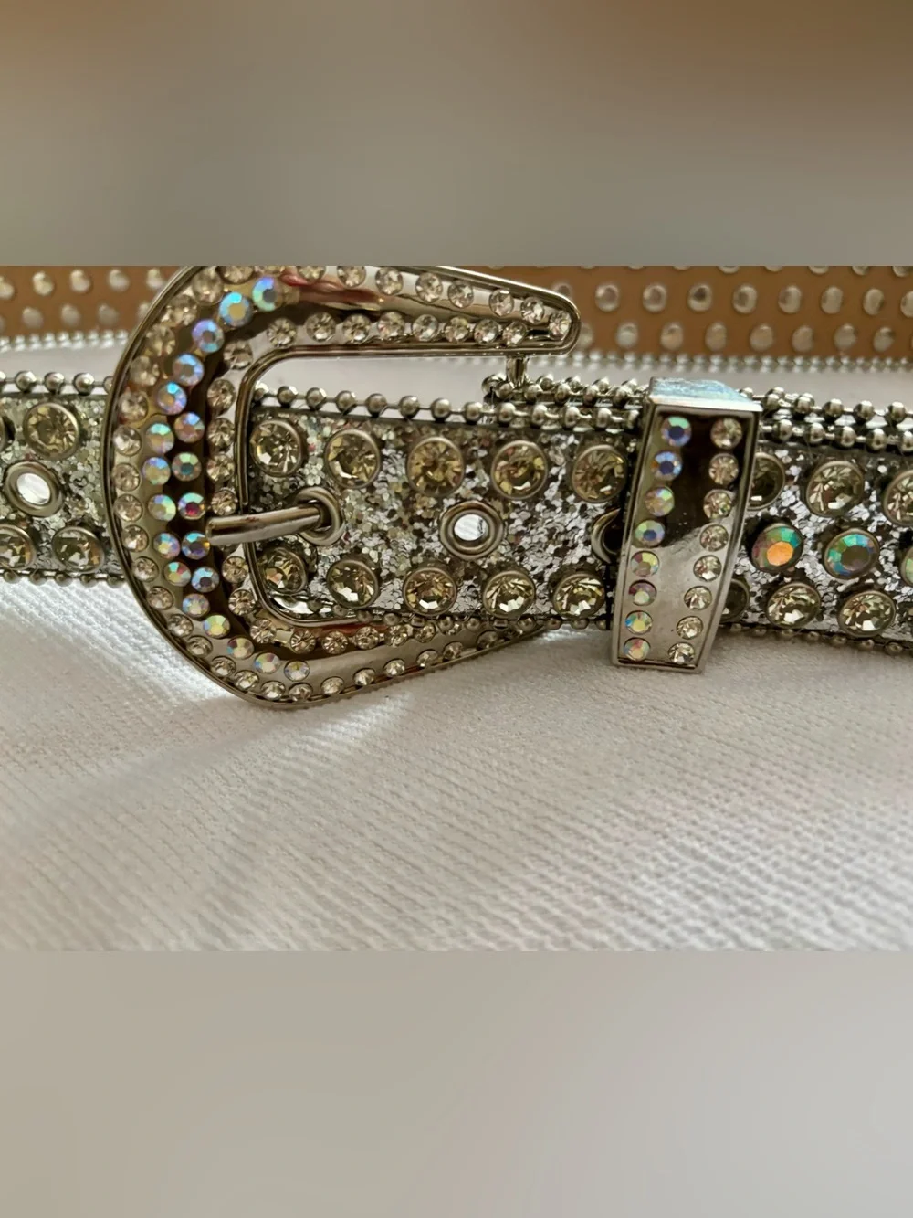 Rhinestone Crystal Silver Women’s Fashion Belt